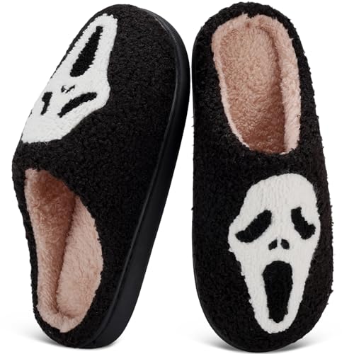 Regilt Halloween Slippers for Women Men Spooky Pumpkin Ghost Fuzzy...