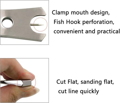 2 peças de alicate cortador de linha de pesca preto prata com gancho pino limpador de olho, tesoura