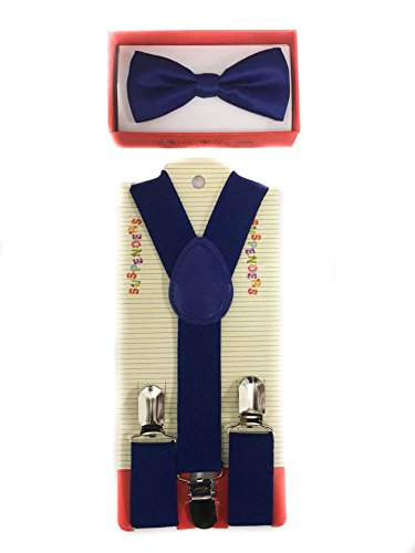 Toddler Kids Boys Girls Child Suspender Bow Tie (Royal Blue)