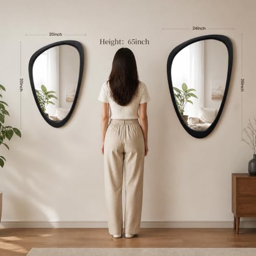 Image of Solid Wood Asymmetrical Irregular Framed Wall Mirror, 24 inchx36 inch