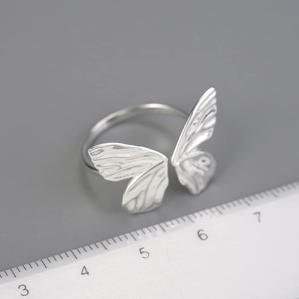 Anello In Argento Sterling 925,S925 Sterling Silver Farfalla Anello D'Oro Anelli Regolabili Eleganza Minimalista Anello Aperto Argento Eternity Ring Fascino Di Nozze Gioielli Regali Pe