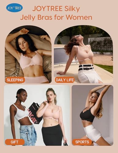 Image of JOYTREE Silky Bras for Women No Underwire V Neck Bralettes for Women Cloud Feel Everyday T Shirt Bra with Extender