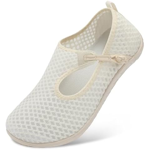 L-RUN Women's Water Shoes Quick Dry Barefoot Lightweight Aqua Shoes Beach Swim Pool Shoes Beige M(Women:8-9,Men:6.5-7) M US Cover