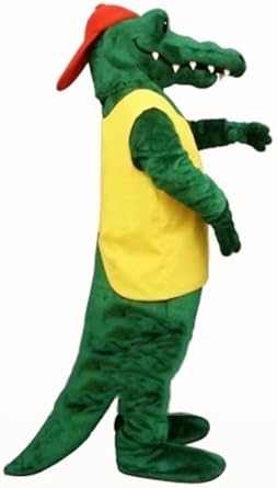 Tuff Gator Mascot Costume with Shirt & Hat Adult Size for Men & Women with Built-in Fan Inside the Head