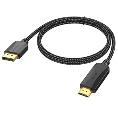 XiAyriky DisplayPort to HDMI Cable 4K 1.5 Feet, Short DP (Display Port) to HDMI Cable Adapter Male to Male Support Video and Audio with UHD 4K, 2K,1080P for Computer, Monitor, TV, Projector-One Way