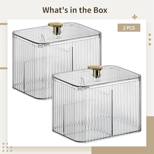 Almacenamiento rectangular transparente para baño con pomo dorado elegante 6