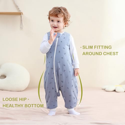 Image of Super Soft Winter 2.5 TOG Sleep Sack with Feet, 100% Cotton Warm Toddler Sleeping Sack with Legs, Ocean, Size M