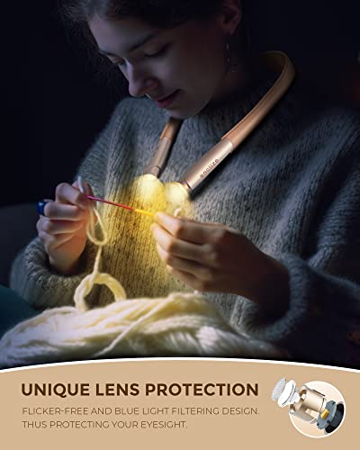 Enclize Rechargeable Led Neck Reading Light, Book Lights For Reading In Bed, 3 Brightness Levels, Flexible Soft Arms Comfortable Wear, Hand Free, Long Lasting, Perfect For Reading, Knitting, Crafts #TOP3