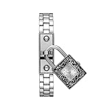 Jessica Simpson Orologio da donna con medaglione, bracciale in argento, cassa quadrata da 20 mm, movimento al quarzo analogico, cinturino in metallo regolabile, confezione regalo inclusa (argento