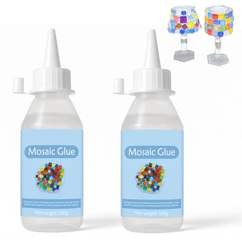Mosaikfliesen Kleber Epoxid Ungiftig Schnell Trocknend 2x100ml Wasserdichter UV Beständiger Klebstoff für Keramik Glas Holz Kunststoff DIY Handwerk Starker Haftkleber
