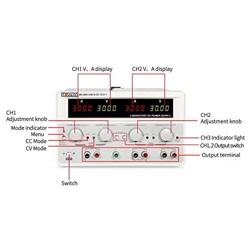 Image of Adjustable Linear DC Power Supply Digital Regulated Lab Grade 30V 3A with Triple Output 4 Digits Display with Series and Parallel Mode MATRIX MPS-3003H-3