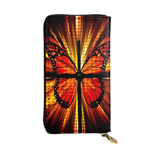 Portefeuille cuir notes de musique grand format porte-cartes homme femme papillon orange