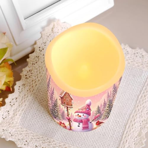 Image of Snowman Cardinal Color Changing Electric Candles, 4 Pack | cozy Christmas Flameless Candle Set with Remote Control, Battery Operated, Fake Candles for Kitchen Room, Home decor