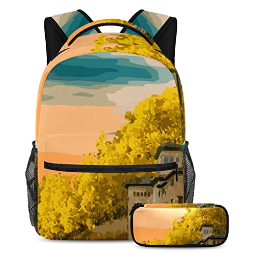 Sac à dos d'automne enfant et ados avec trousse cartable étudiant de voyage