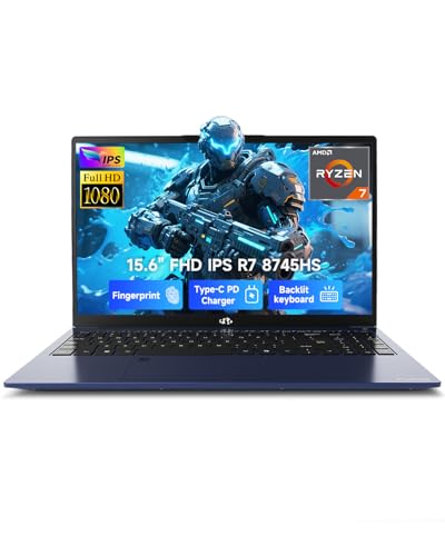 NIMO 15.6" IPS FHD-Gaming-Laptop-Computer, Ryzen 7 8745HS 32GB DDR5 RAM 1TB SSD Radeon 780M-Graphics (8C/16T, up to 4.9GHz Beat 