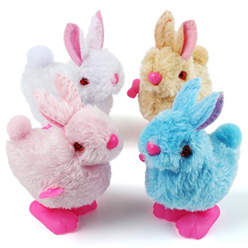 Gwhole Regali Pasqua Conigli Pasquali 4 pz Peluche Pasqua Bambini Giocattoli a Carica Gadget Pasqua Bambini Pupazzetti per Pasqua Giochi Pasqua per Bambini Compleanno