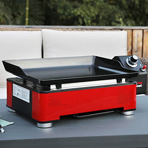 Royal Gourmet Pd1202R Portable Table Top Propane Gas Grill Griddle, 12,000-Btu, For Outdoor Cooking While Camping Or Tailgating, 18-Inch, Red, 1-Burner Grill #TOP5