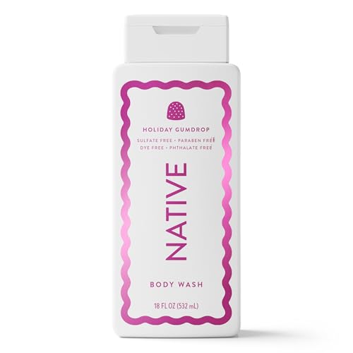 Native Body Wash, Holiday Edition, Holiday Gumdrop Scent, Contains Naturally Derived Ingredients | For Women & Men, Sulfate, Paraben, & Dye Free Leaving Skin Soft and Hydrated | 18 oz