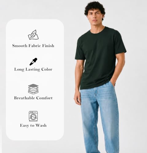 Image of Sleepynuts Men's Everyday Wear Crew Neck Regular Fit T-Shirt | Half Sleeve Solid Plain Casual T-Shirt for Men | Soft Breathable Fabric |