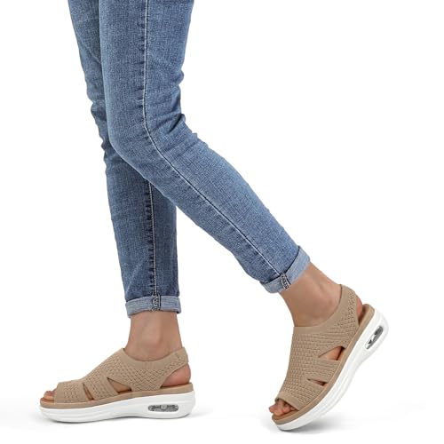 Image of mysoft Womens Comfortable Walking Sandals Slip On Air Cushion