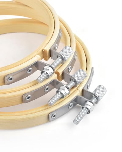 Image of TINDTOP 8 Pieces Embroidery Hoops, Bamboo Frame Circle Cross Stitch Hoop Ring Embroidery Hoops Set for Embroidery and Cross Stitch (4IN / 10cm) | Embroidery Hoops Set for Embroidery and Cross Stitch, Circle Ring