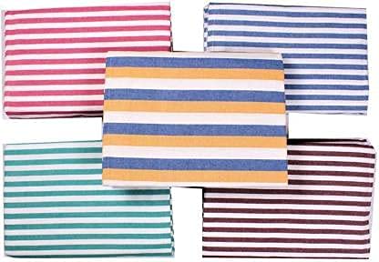 THARUNSHA ELITE Single Size Light Weight Pure Cotton Blanket Family Pack/Soft Chaddar/Bedsheet/Top Sheet/Throw Blanket/Fancy Design (Multi Color Stripes 60x90 inches) Set of 5