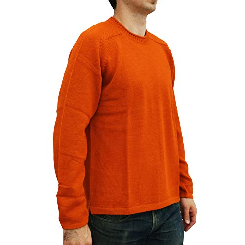 Men's Handmade 100% Alpaca Wool Roll Neck Sweater (Burnt Orange, Small)2