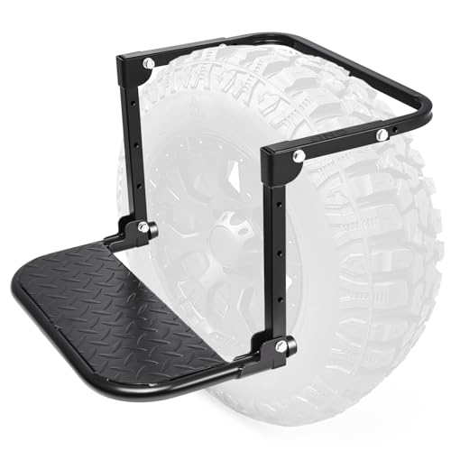 Auto Dynasty Folding Tire Step for Pickup Truck, SUV and RV, Adjustable Portable Mounted Wheel Step Fit Most Tire from 9" to 13", Rated up to 330 Lbs, Non-Slip Texture Surface by Auto Dynasty - Used condition - US$57.84