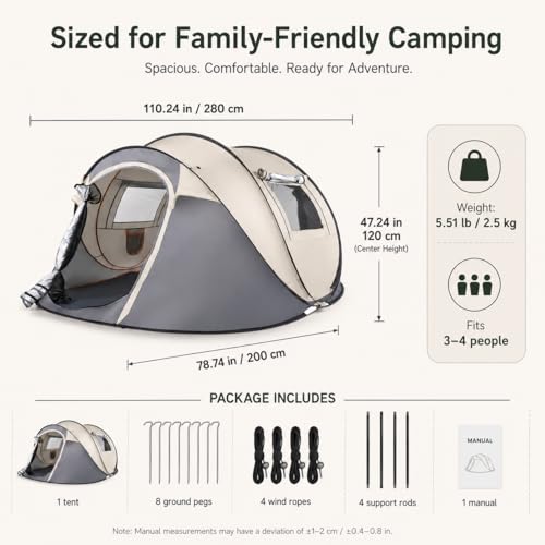 Carpa camping pop up para 4 personas, impermeable miniatura 6