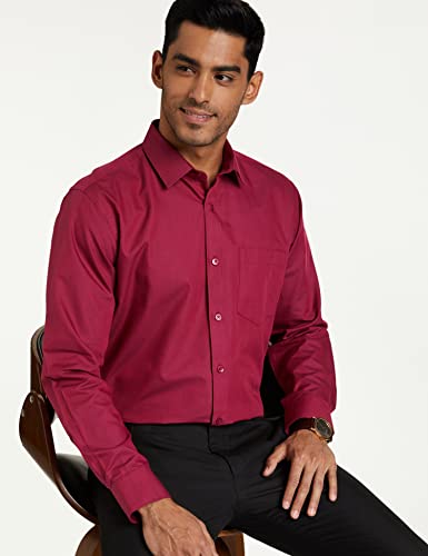 Image of Men's Solid Cotton Blend Formal Shirt with Pocket | Plain Design with Spread Collar & Full Sleeves - Regular Fit (Pack of 2)