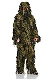 accesorios para ropa camuflaje Camping Unbekannt Ghillie Anti Fire - Traje de Camuflaje, Talla Media/Grande, 4 Piezas, Color Verde Oscuro