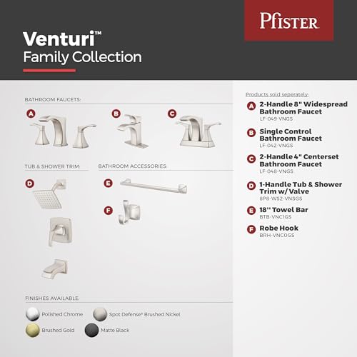 Pfister Venturi Bathroom Sink Faucet, 8-Inch Widespread, 2-Handle, 3-Hole, Spot Defense Brushed Nickel Finish, LF049VNGS
