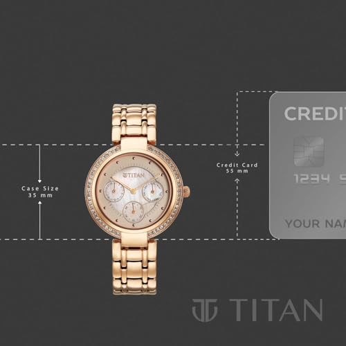 Image of Titan Eternal Quartz Analog Off White Dial Rose Gold Metal Strap Watch for Women