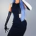 DooWay Fashion Opera Long Faux Leather Gloves TECH Color Block for Women Evening Costume Cosplay Event Dress Accessories 24 inches Whit-Black