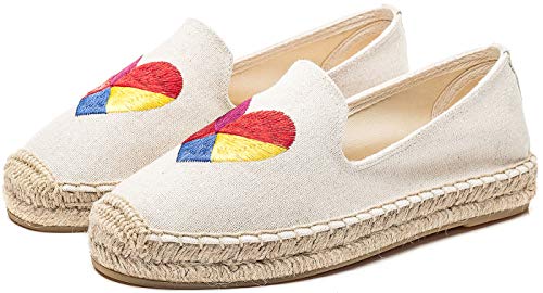Image of Women's Casual Flat Cap-Toe Slip on Platform Canvas Espadrilles Smoking Slipper Loafer