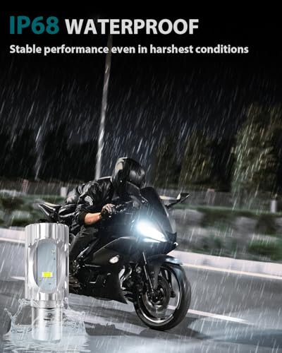 AURORIONCG BA20D Glühbirnen Weiß S2 Motorradscheinwerfer Glühbirnen Hoch Abblendlicht 1200LM 6500K DC 9-80V (2er Pack)