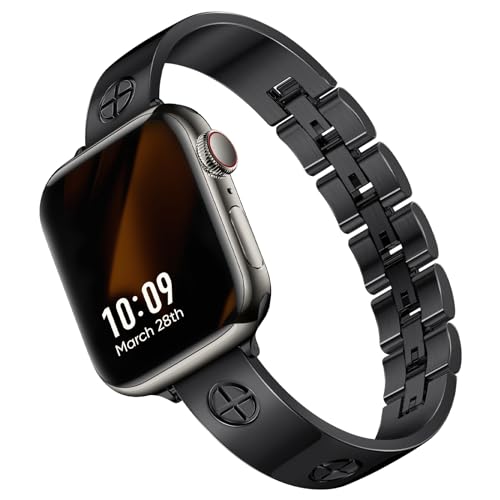 Image of Missair Compatible with Apple Watch Band 38mm 40mm 41mm 42mm 44mm 45mm 46mm 49mm, Stainless Steel Metal Strap Women Dressy Bracelet Wristband for iWatch Series 11 10 9 8 7 6 5 4 3 2 1 SE Ultra