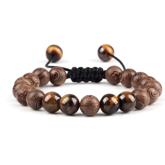 Bracelet oeil de tigre et lave noire pour retrouver calme et confiance au poignet
