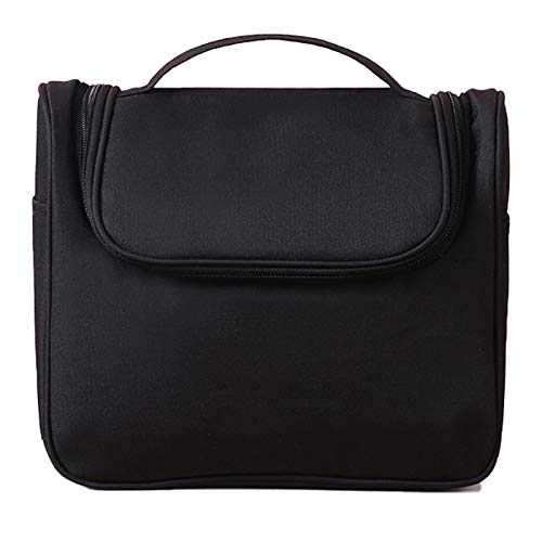 Reise Kulturtasche, Faltbar Wasserdicht Kosmetiktasche Für Damen Herren Mit Tragegriff Und Haken Für Koffer Handgepäck Urlaub, 24X13X20Cm Schwarz Cover