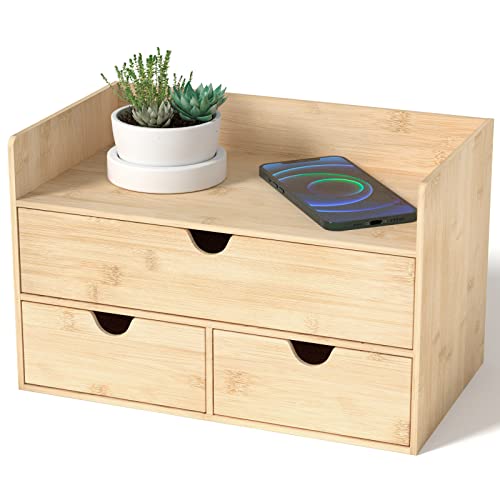 Schreibtisch-Organizer aus Bambus - Mini-Bambus-Schreibtischschublade thumbnail