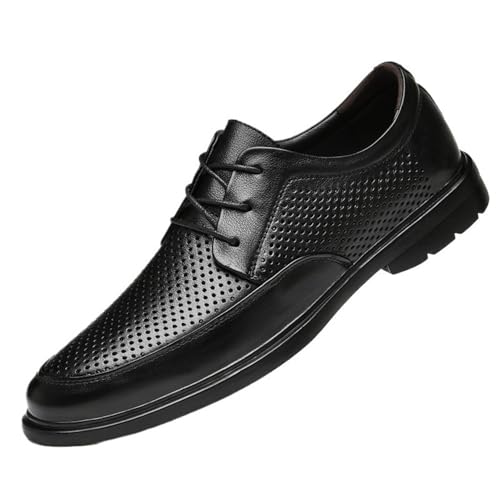 Men's Lace up Dress Shoes Classic Leather Oxford Black Comfortable Breathable Slip Rubber Sole Formal Business Casual Work Shoes British Style