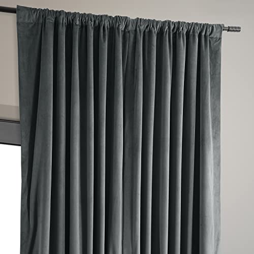 HPD Half Price Drapes Signature Velvet Thermal Blackout Curtains for Living Room 108 Inch Long (1 Panel) Rod Pocket Insulated Blackout Curtains for Bedroom Window Curtains, 100W x 108L, Natural Grey