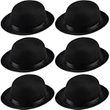 SGBETTER 6 Pack Bowler Hat Women Men Black Derby Top Hat Gentleman Bowler Hat for Adult Halloween Cosplay 1920s Party Favors