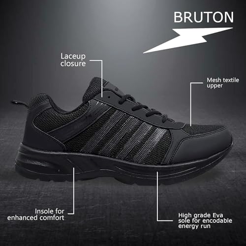 Image of BRUTON Running Shoes Lightweight Sport Shoes for Men- Black
