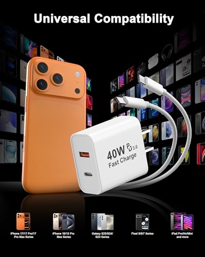 iPhone 18 17 16 Charger, 40W Dual Port USB C Charger Fast Charging Block - image 4