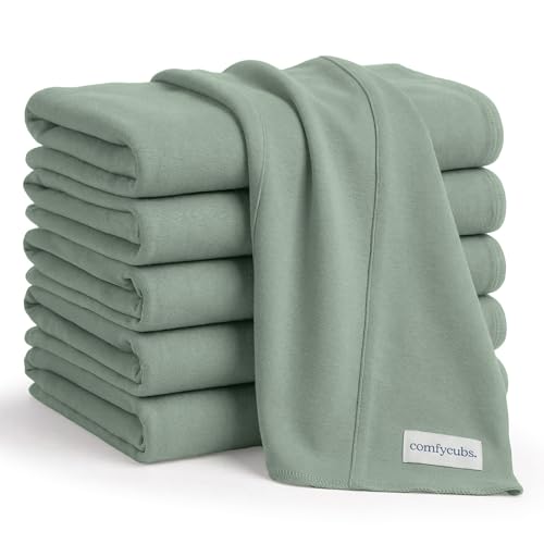 Image of Comfy Cubs Baby Burp Cloths Set (Pack of 6) - Large, 6-Layer, Ultra Absorbent 100% Cotton for Infant Spit-Up, Drool, and Messes - Soft, Gentle, Thoughtful New Born Baby Gifts, Fern