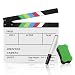 Flexzion Directors Film Clapper Board Film Slate, Acrylic Plastic Dry Erase Movie Clapboard for Studio Camera Theater Props TV Video Film Cut Action Scene Slate Board 10x12 with Color Sticks