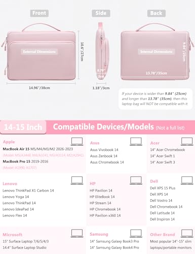 Housse PC portable 14 pouces et MacBook Air 15 étui de protection rose - 6
