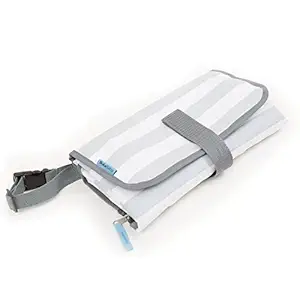 BULA BABY Portable Diaper Changing Pad With Detachable Bag - Grey Chevron