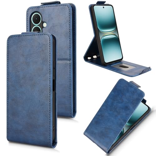 Housse Tecno Spark Go 2 en similicuir bleu finition premium